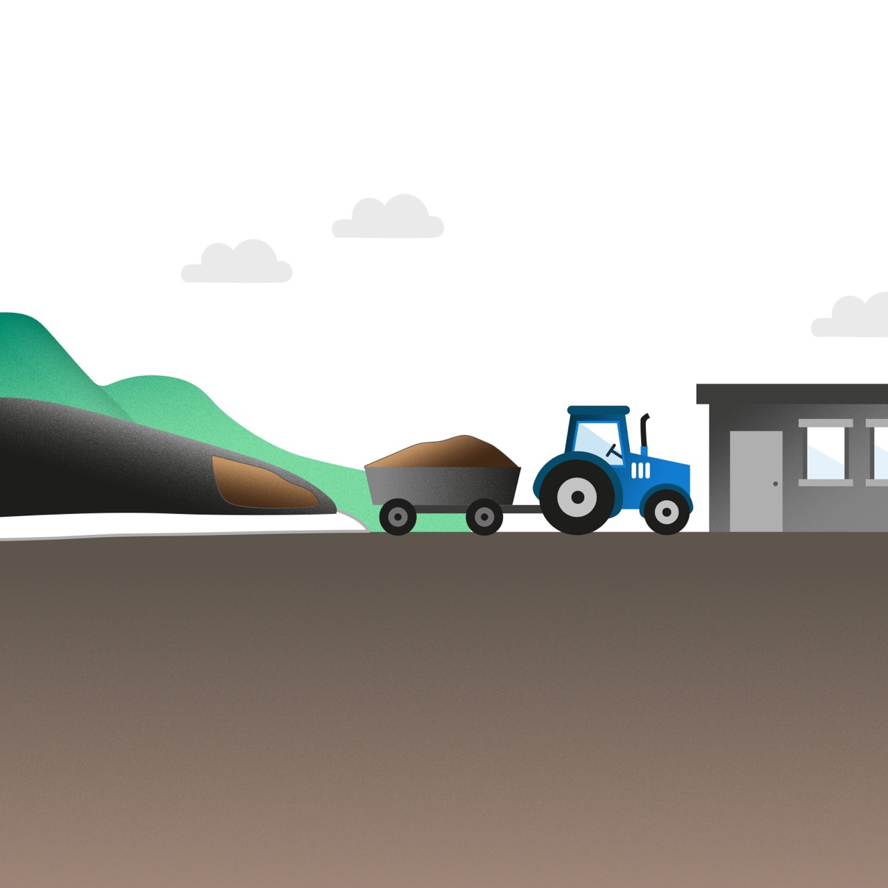 Illustration som visar en traktor lastad med sediment.