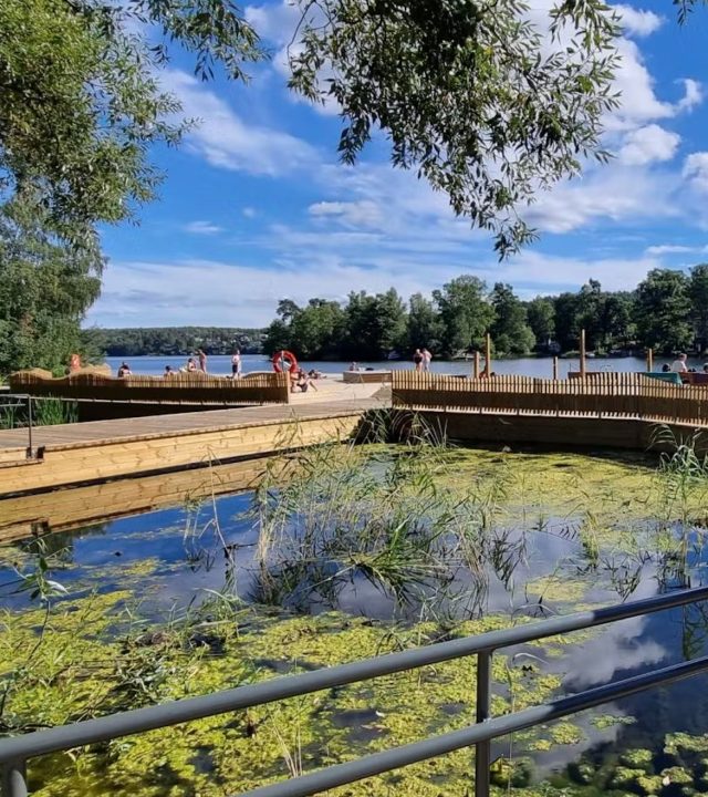 Vattenrening med flytande våtmark och eco-brygga i stadsmiljö